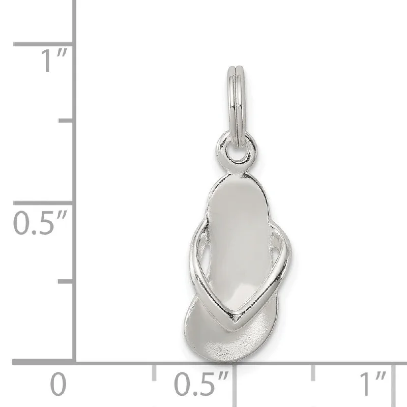 custom pendant necklace with heart charm for wedding -Diamond2Deal 925 Sterling Silver Flip Flop Pendant (L- 0.75 Inch, W- 0.31 Inch)