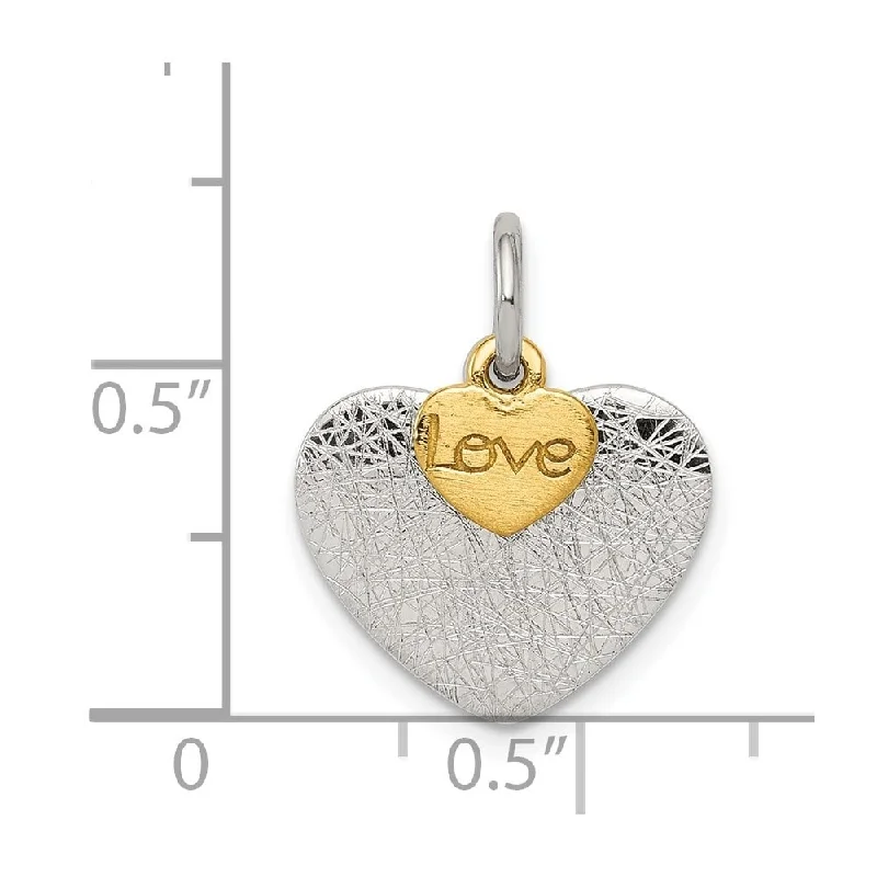 personalized pendant necklace with nameplate for weddings -Diamond2Deal 925 Sterling Silver Gold-Plated Textured Love Pendant