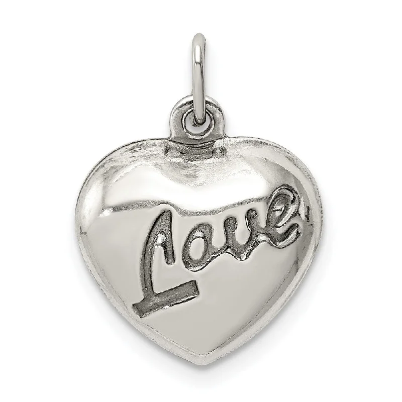 women’s pendant necklace with star charm for brides -Diamond2Deal 925 Sterling Silver Love Puffed Heart Pendant (L- 18 mm, W- 12 mm)