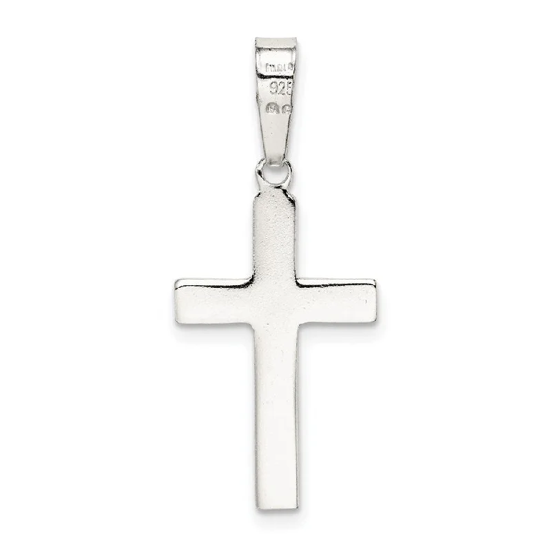 personalized pendant necklace with moonstone charm -Diamond2Deal 925 Sterling Silver Polished Cross Pendant (L- 23 mm, W- 13 mm)