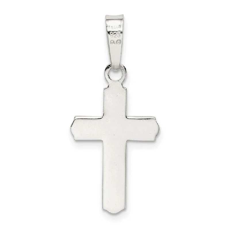 women’s custom bar pendant necklace with nameplate -Diamond2Deal 925 Sterling Silver Polished Cross Pendant (L- 23 mm, W- 13 mm)