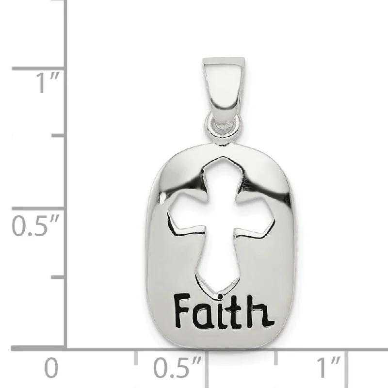 custom gold pendant necklace with personalized charm -Diamond2Deal 925 Sterling Silver Polished Faith Pendant