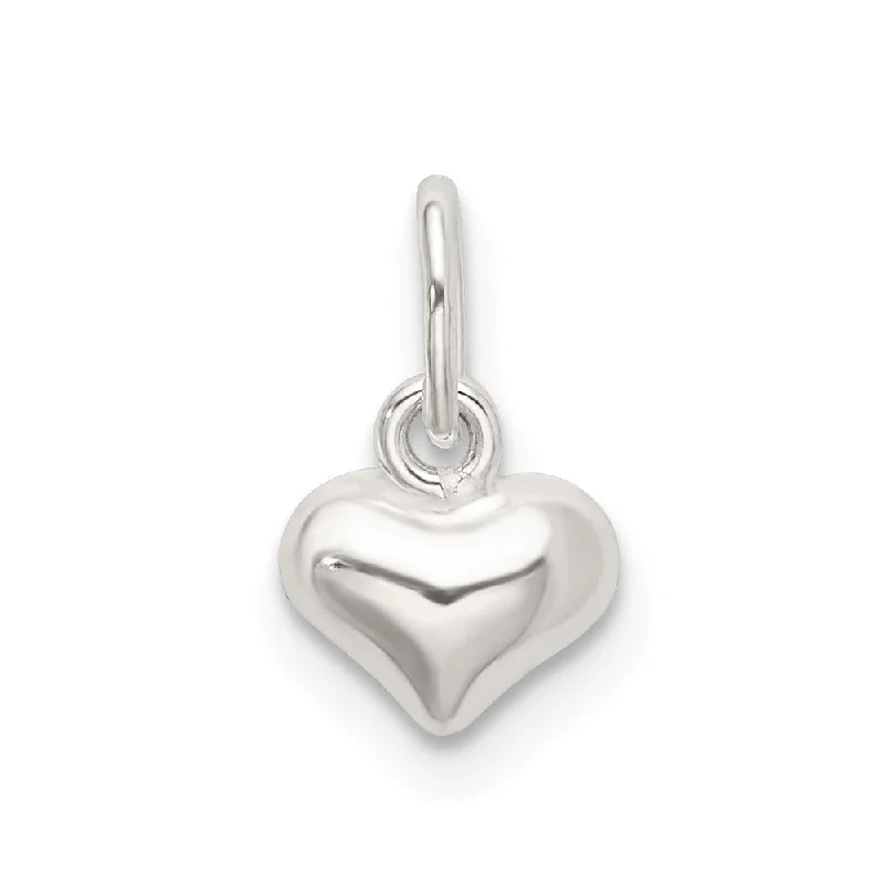 women’s pendant necklace with gold crystal and charm -Diamond2Deal 925 Sterling Silver Polished Puffed Heart Pendant