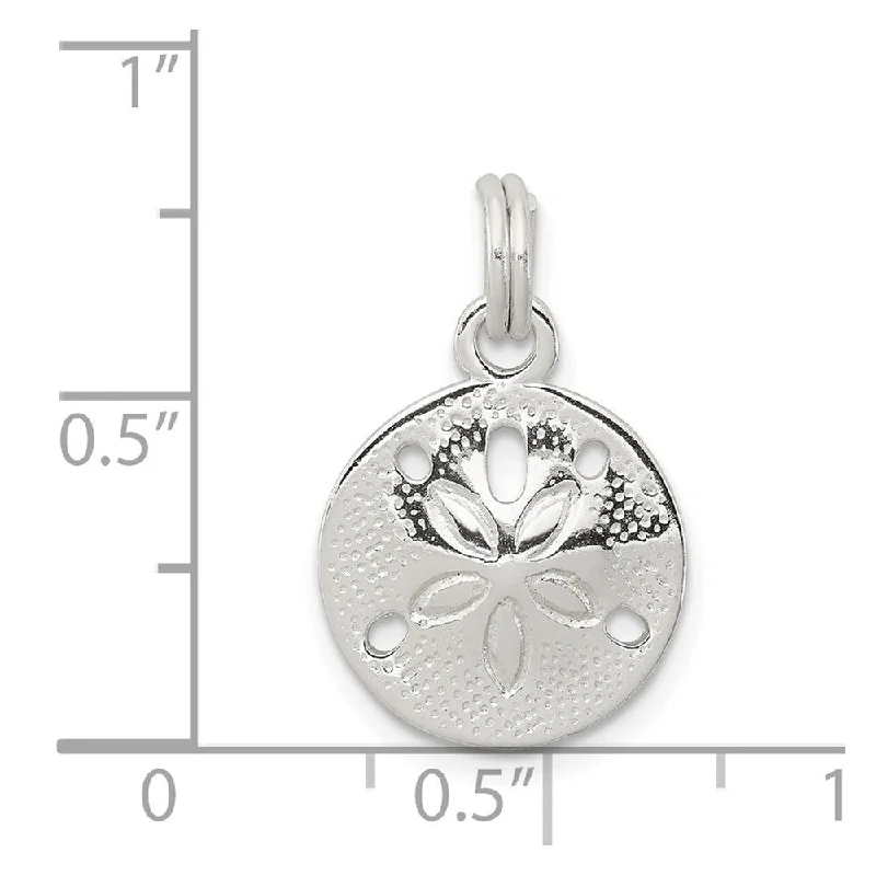 custom pendant necklace for mom with engraved initials -Diamond2Deal 925 Sterling Silver Polished Sand Dollar Pendant (L- 22 mm, W- 15 mm)