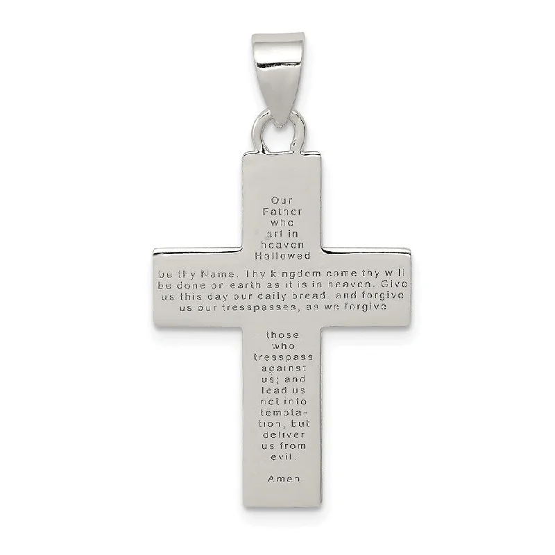 custom pendant necklace for best friend with nameplate -Diamond2Deal 925 Sterling Silver Polished The Lords Prayer Cross Pendant (L- 32 mm, W- 18 mm)