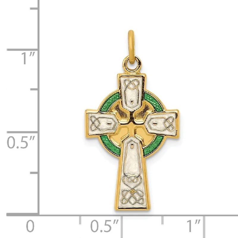 gold pendant necklace with custom charm for couples -Diamond2Deal 925 Sterling Silver Rhodium-plated Polished Gold-plated Epoxy Cross Pendant (L- 23 mm, W- 14 mm)