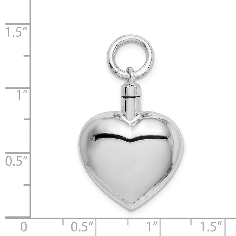 personalized pendant necklace for wedding anniversary with charm -Diamond2Deal 925 Sterling Silver Rhodium-plated Polished Heart Ash Holder Pendant