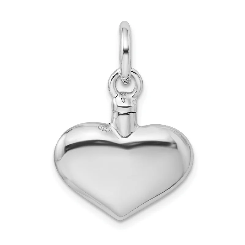 personalized pendant necklace for couple anniversary -Diamond2Deal 925 Sterling Silver Rhodium-plated Polished Puffy Heart Ash Holder Pendant