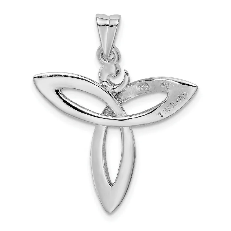 gold pendant necklace with custom gemstone charm -Diamond2Deal 925 Sterling Silver Rhodium-plated Polished Trinity Celtic Pendant