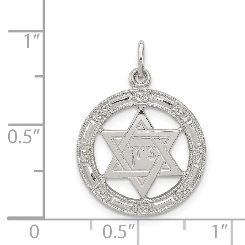 gold pendant necklace with charm for bridesmaids -Diamond2Deal 925 Sterling Silver Star of David Disc Pendant (L- 20 mm, W- 18 mm)