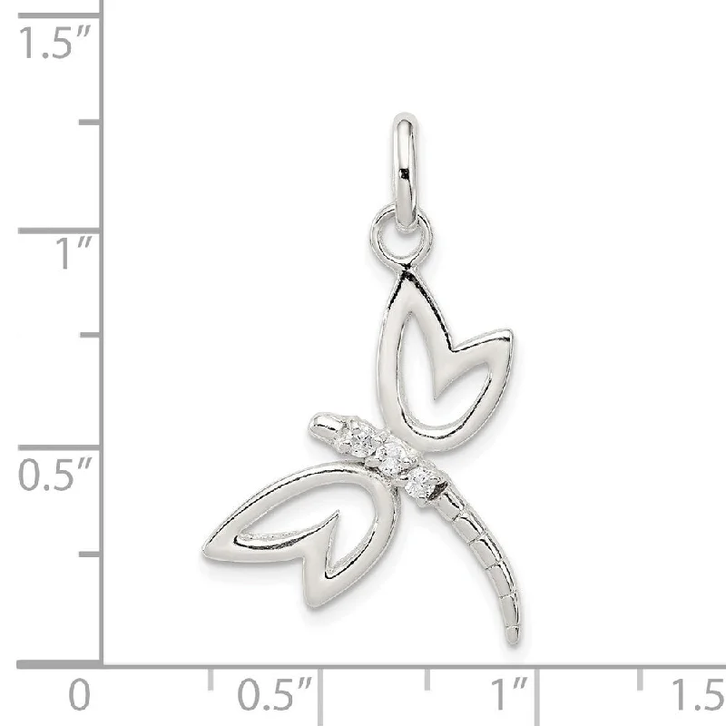 personalized infinity pendant necklace with crystal -Diamond2Deal 925 Sterling Silver With Cubic Zirconia Dragonfly Pendant (L- 32 mm, W- 19 mm)