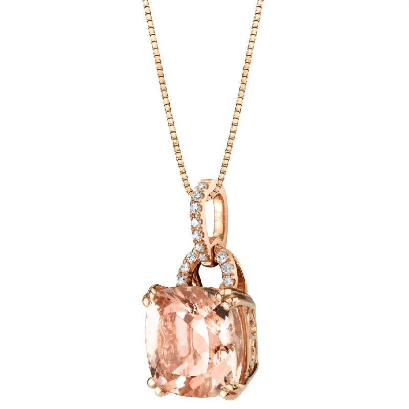 personalized pendant necklace with nameplate and charm forIGI Certified Morganite and Diamond 14k Rose Gold Pendant 3.30 cts