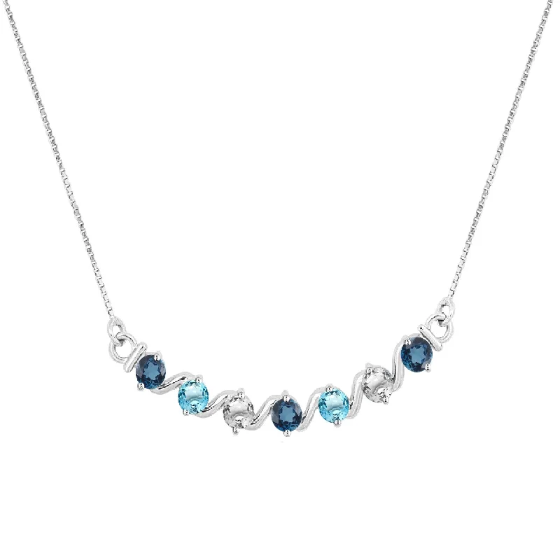 women’s custom pendant necklace for engagement gift -Sterling Silver with Multi Topaz Seven Stone Necklace with 18" Chain