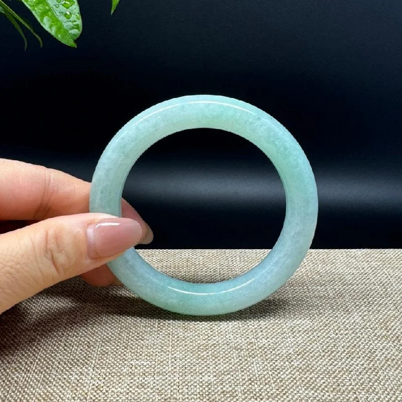 custom bracelet with gemstone for rejuvenation and wellness-Genuine Burmese Green Jade Jadeite Bangle Bracelet ( 56.8mm )