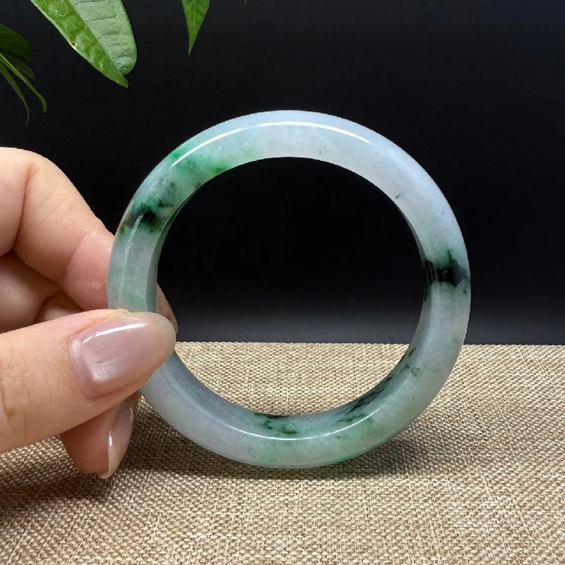 personalized silver bracelet with engraved initials for special event-Genuine Burmese Green Jade Jadeite Bangle Bracelet ( 52.5mm )