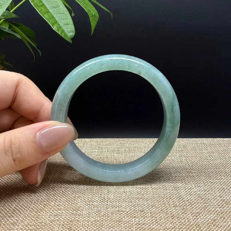 luxury bracelet with engraving for family anniversary-Genuine Burmese Green Jade Jadeite Bangle Bracelet ( 53.5mm )