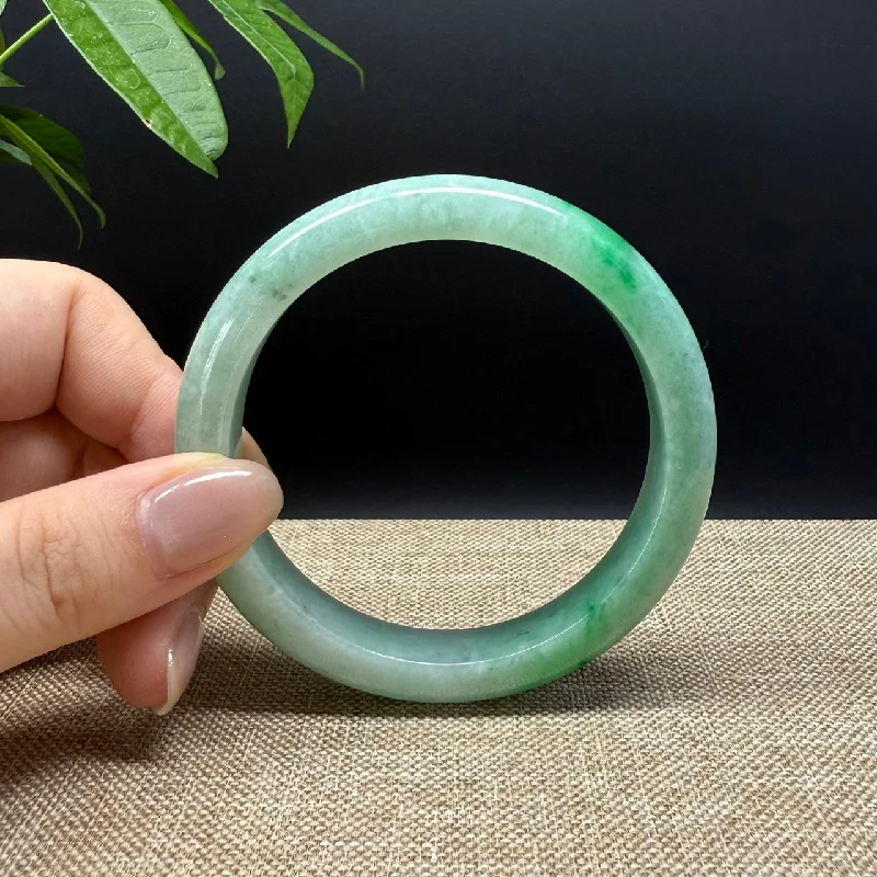 personalized bracelet with gemstone for energy healing-Genuine Burmese Green Jade Jadeite Bangle Bracelet ( 59.4mm )