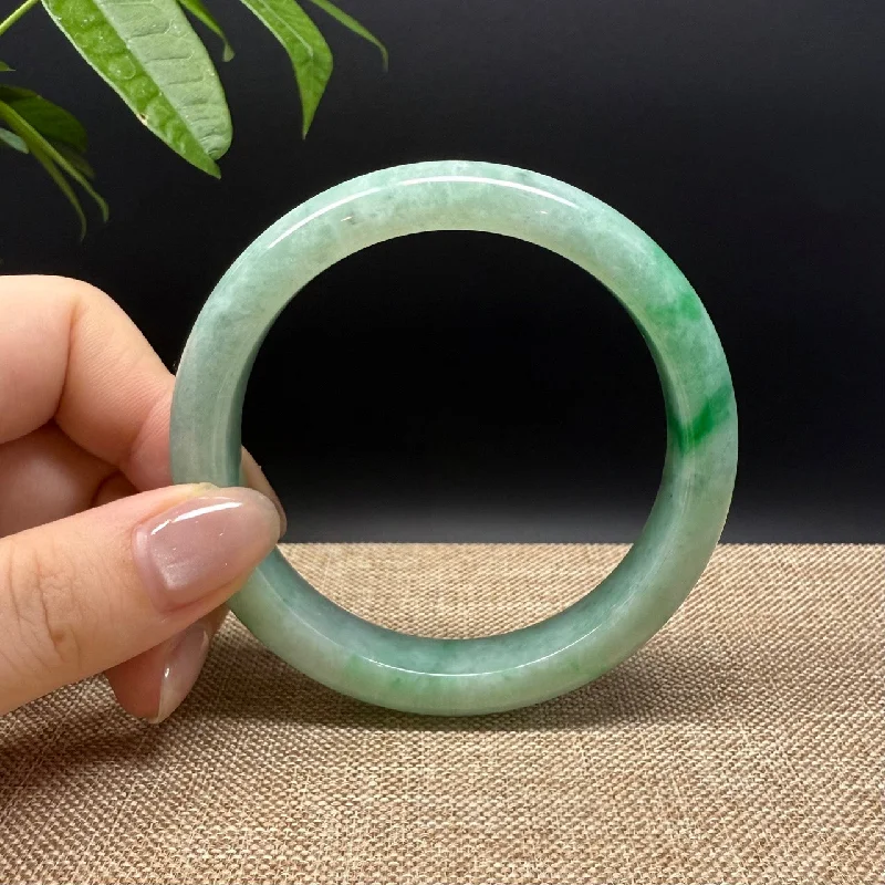 custom bracelet with gemstone for spiritual protection and peace-High Genuine Burmese Green Jade Jadeite Bangle Bracelet ( 60.5mm )