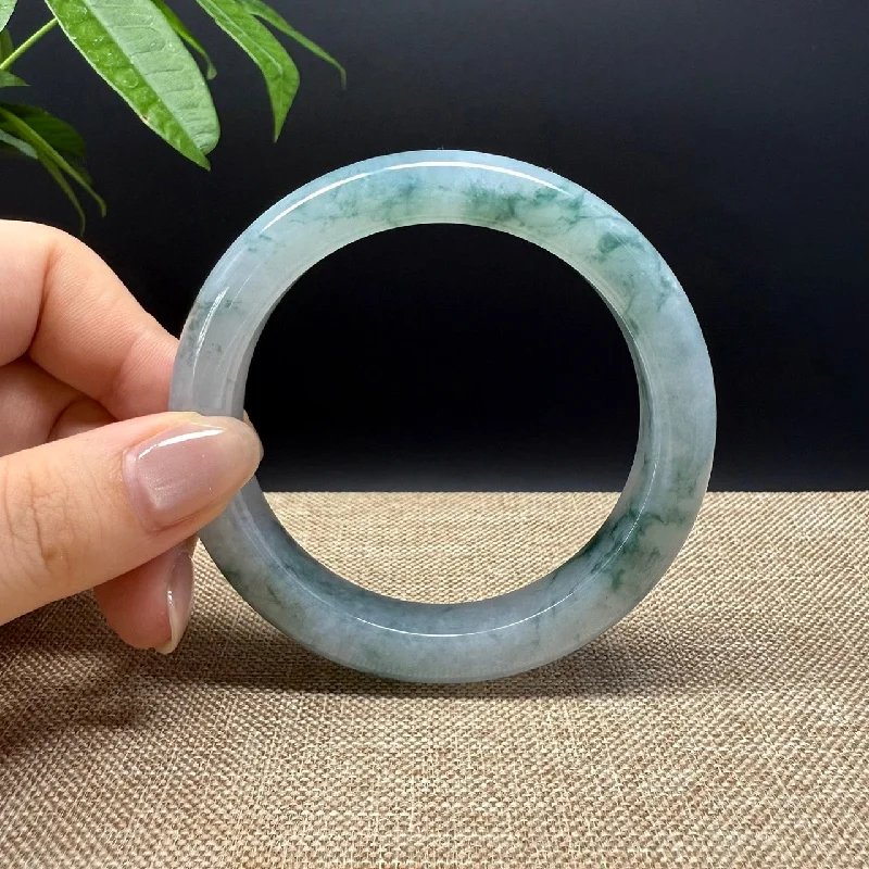 custom bracelet with gemstone for inner strength and peace-Genuine Burmese Icy Blue Jade Jadeite Bangle Bracelet ( 59.4mm )