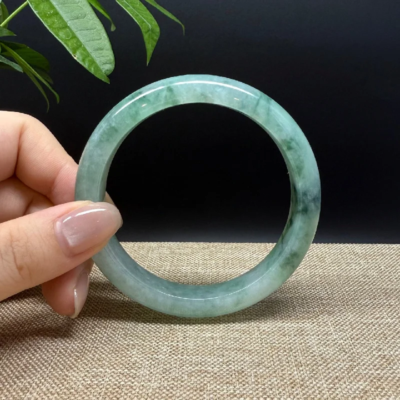 silver bracelet with charm for spiritual well-being-High Genuine Burmese Icy Green Jade Jadeite Bangle Bracelet ( 60.4mm )