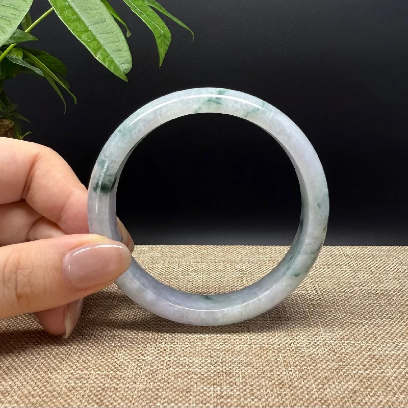 silver bracelet with angel wing charm for protection and love-Genuine Burmese Lavender  Blue Jade Jadeite Bangle Bracelet ( 59.8mm )