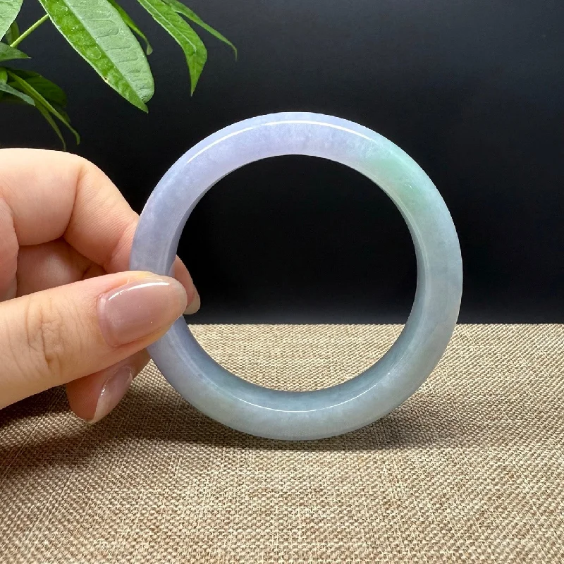 custom bracelet with gemstone for vitality and physical healing-Genuine Burmese Lavender Green Jade Jadeite Bangle Bracelet ( 57.4mm )