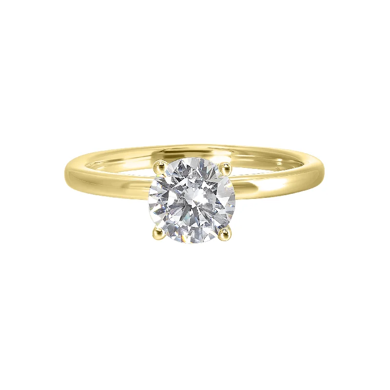 women’s engagement rings with sapphires for custom wedding jewelry-1/10 Ctw Daphne Diamond Hidden Halo Engagement Ring Setting in 14 Karat Yellow Gold