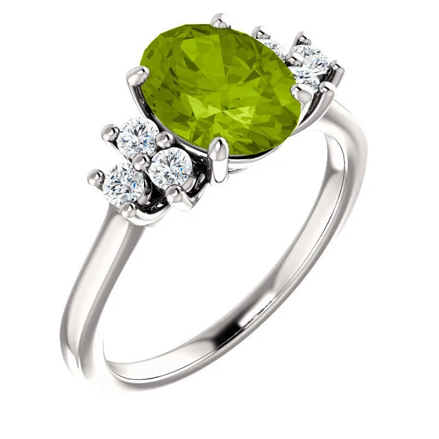 women’s engagement rings with sapphires for wedding engagement-18KW Peridot and White Topaz Ring