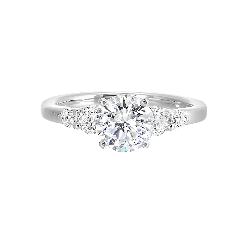 women’s rings with sapphires for custom-made engagement rings-3/8 Ctw Daphne Diamond Five Stone Engagement Ring Setting in 14 Karat White Gold