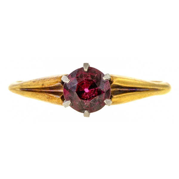 men’s wedding bands with sapphires for wedding rings with rubies-Antique Garnet Solitaire Ring