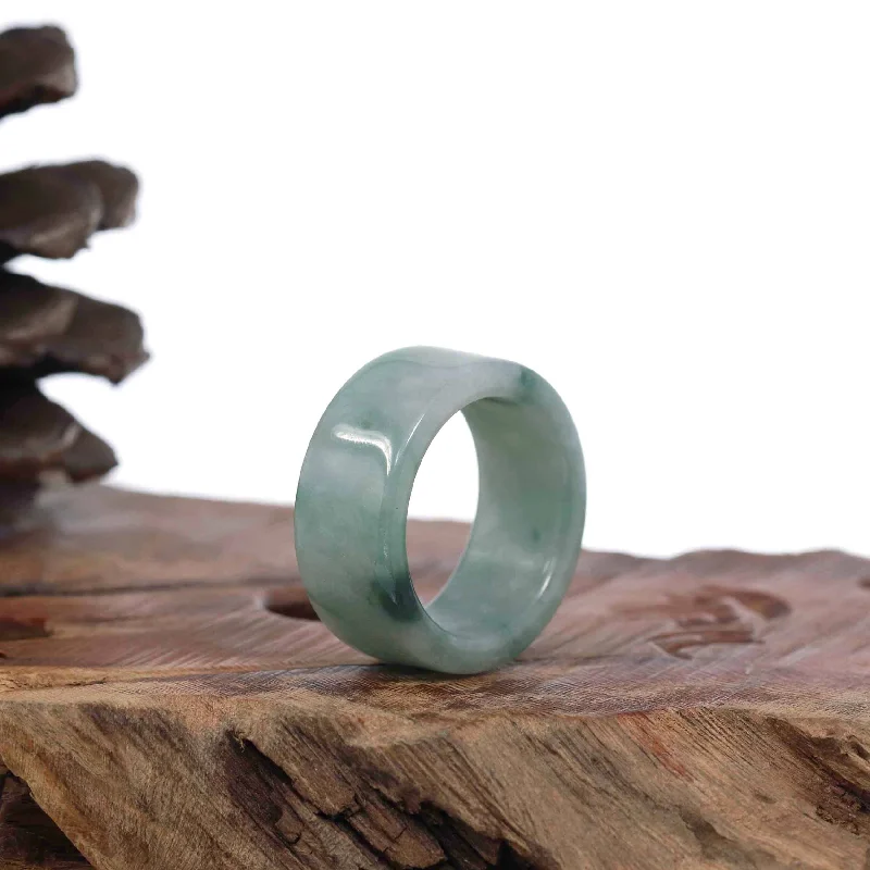 custom bracelet with gemstone for inner strength and peace-Baikalla Genuine Burmese Blue-green Jadeite Jade Men's Band Ring