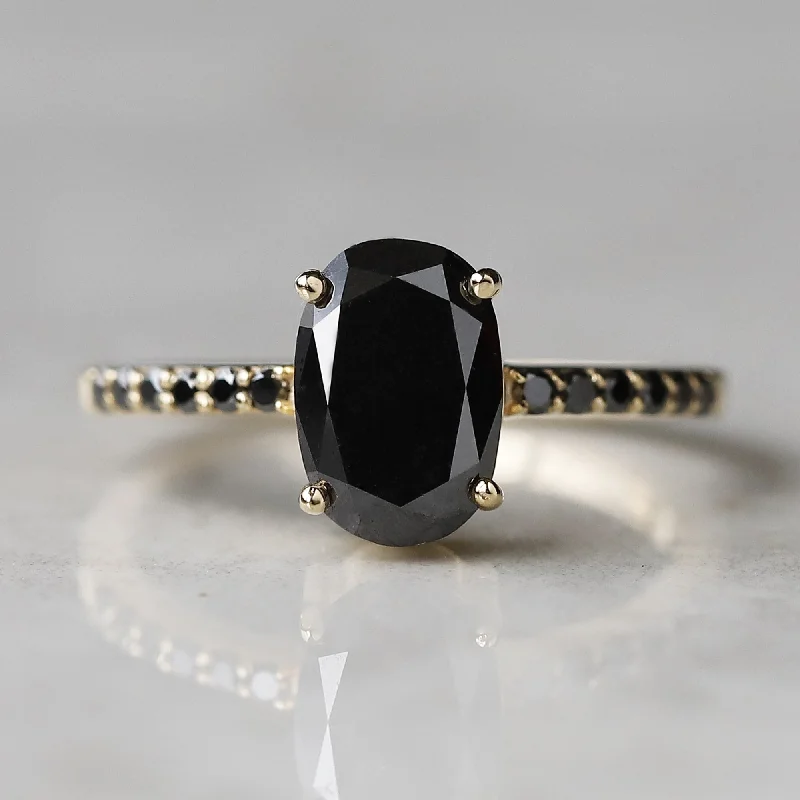 women’s wedding rings with sapphires and diamonds for custom bands-Black Oval Diamond Ring, Black Diamond Ring