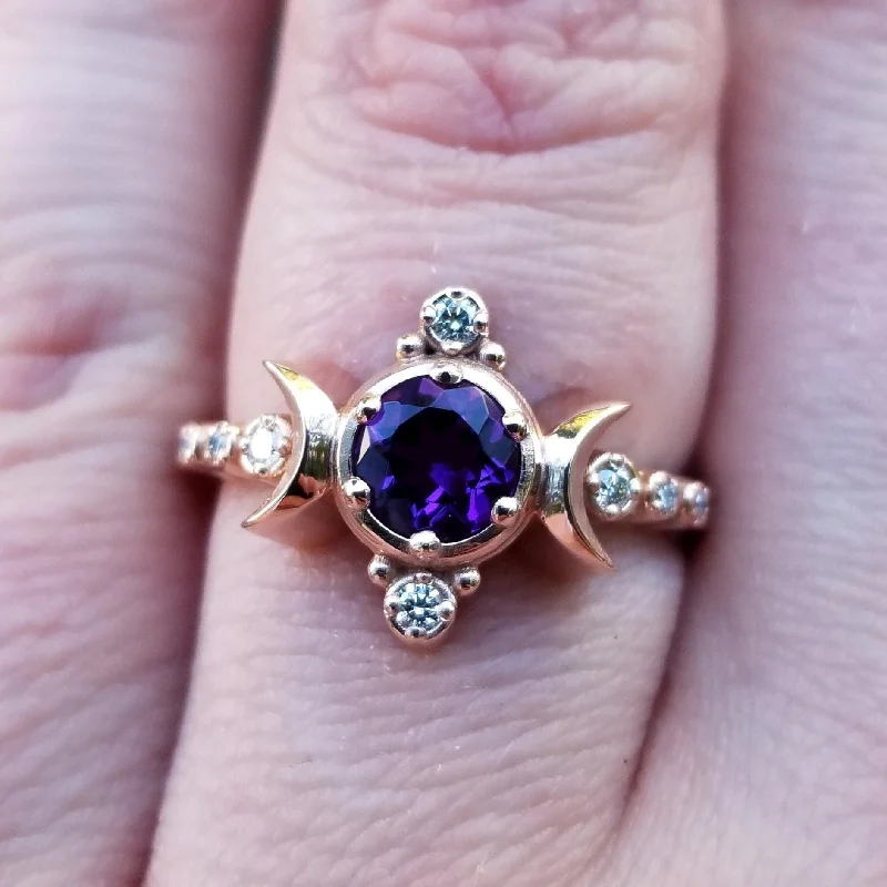 women’s engagement rings with sapphires for wedding rings with rubies-*Setting Only* Compass Moon Engagement Ring for Build your own Ring