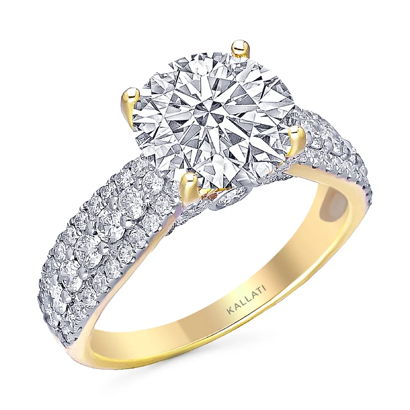 custom wedding rings with sapphires and diamonds for engagement with rubies-Kallati Eternal Round Solitaire Diamond Engagement Ring in 14K Yellow Gold