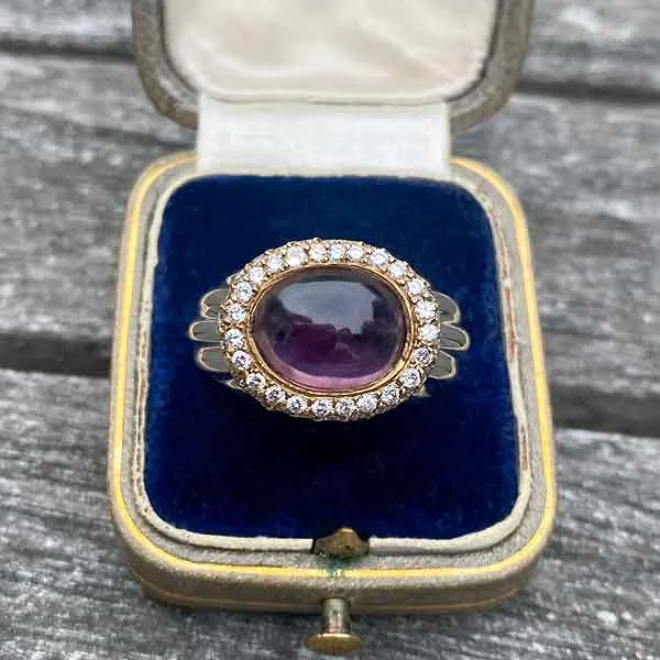 women’s engagement rings with sapphires and diamonds for wedding engagement-Estate Amethyst & Diamond Ring