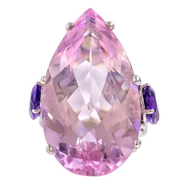 women’s rings with sapphires for custom wedding engagement jewelry-Estate Kunzite & Amethyst Ring