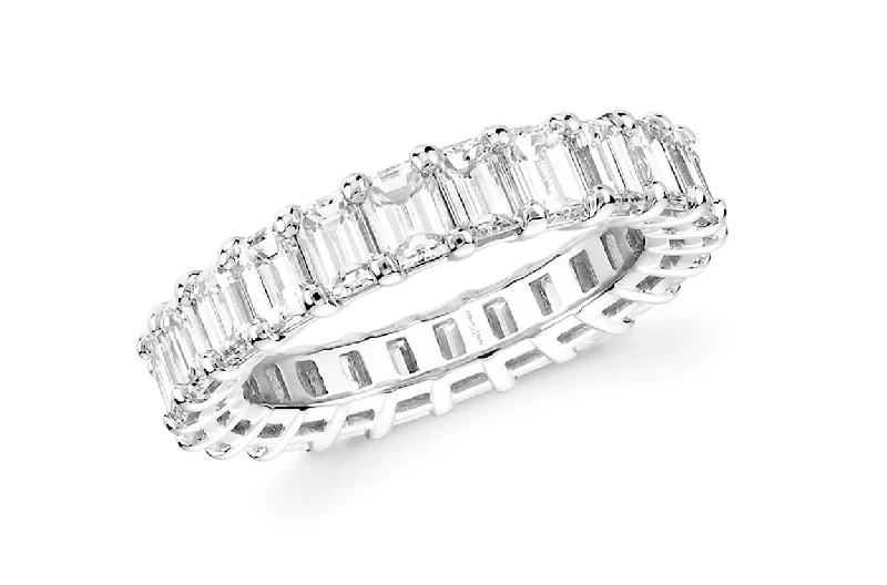 men’s rings with sapphires for engagement bands with rubies-Eternity Ring 2.58cts Emerald Cut Diamonds & Platinum