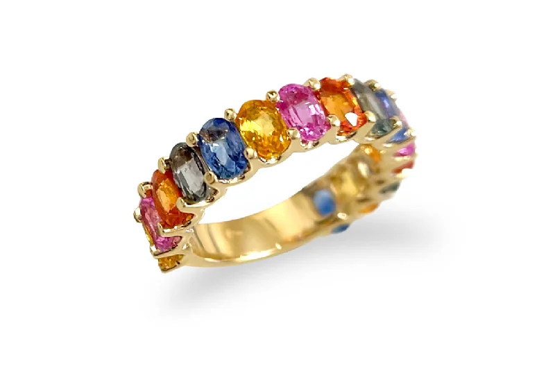 men’s platinum wedding bands with sapphires and rubies for engagement bands-Ring Half Band Insignia Gemstones & Gold