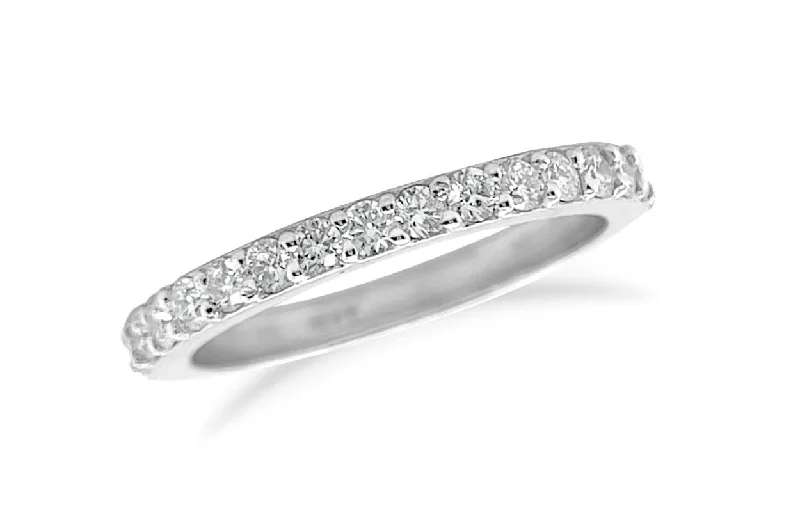 women’s rings with sapphires for custom-made engagement rings-Ring 18kt White Gold Half Diamond Band 0.50 carats