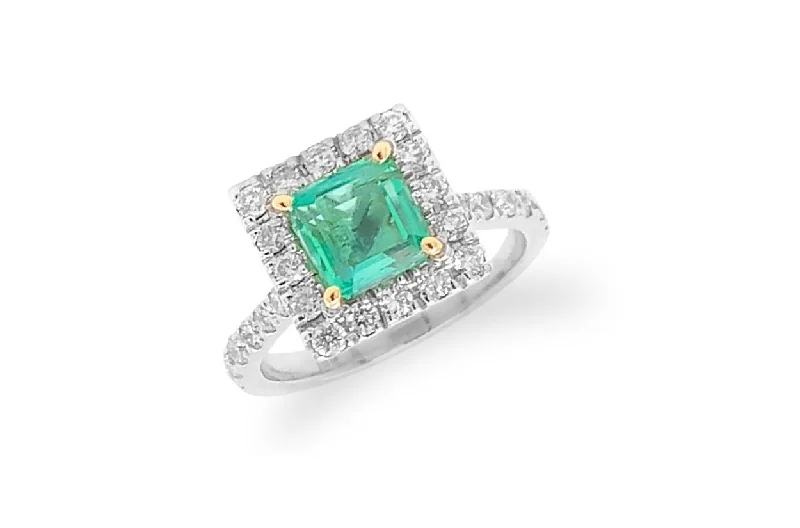 custom engagement rings with diamonds and sapphires for women-Ring Colombian Square Emerald Extra Quality & Diamonds