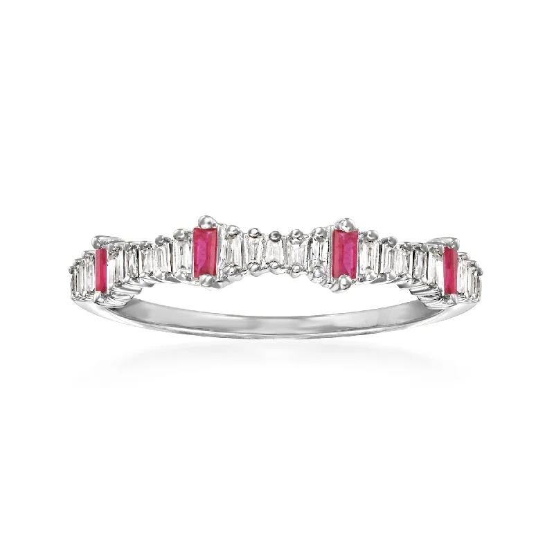 custom rings with sapphires for wedding engagement with rubies-Ross-Simons Diamond and . Ruby Ring in 14kt White Gold