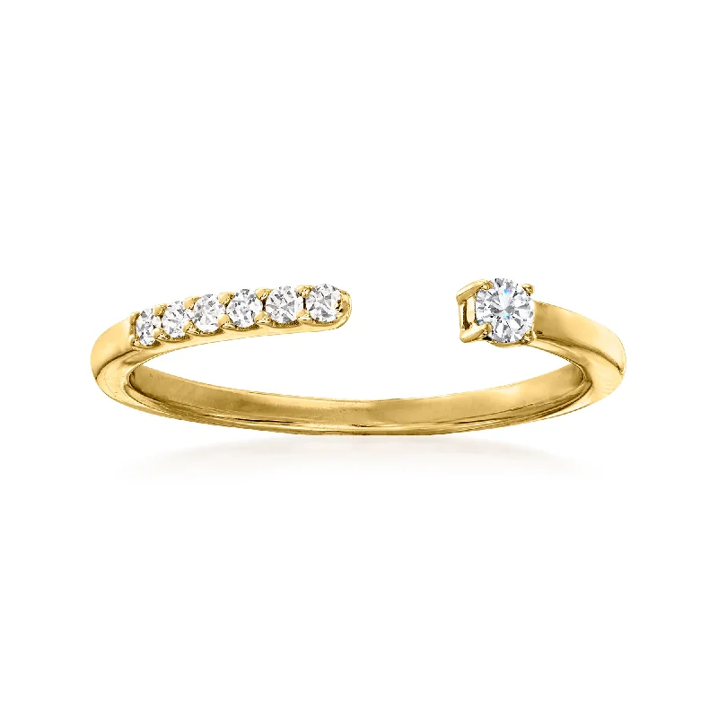 men’s wedding rings with sapphires and rubies for wedding engagement rings-Ross-Simons Diamond Open-Band Ring in 14kt Yellow Gold