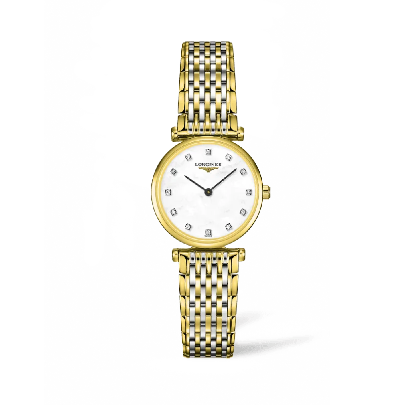 luxury digital watches for men with real-time tracking and fitness monitoring -Longines La Grande Classique Women's 24mm Stainless Steel & Yellow IP Quartz Watch