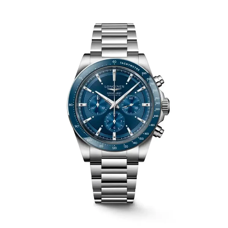 sport watches for women with real-time fitness tracking and multi-sport modes -Longines Conquest Men's 42mm Stainless Steel Automatic Chronograph Watch L3.835.4.92.6