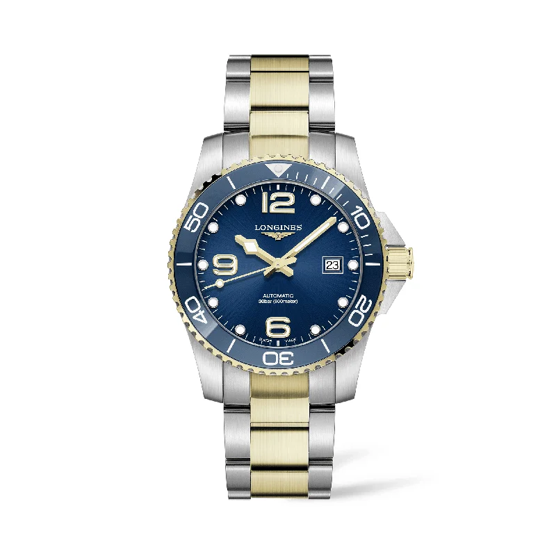 digital watches for men with advanced health tracking features -Longines Hydro Conquest Men's 41mm Stainless Steel & Yellow IP Automatic Watch L3.781.3.96.7