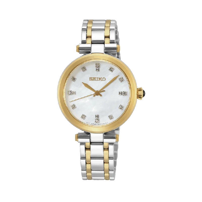 elegant watches for women with gemstone-encrusted bezels and sleek bands -Seiko Conceptual & Regular Women's 30mm Stainless Steel & Yellow IP Quartz Watch SRZ532P