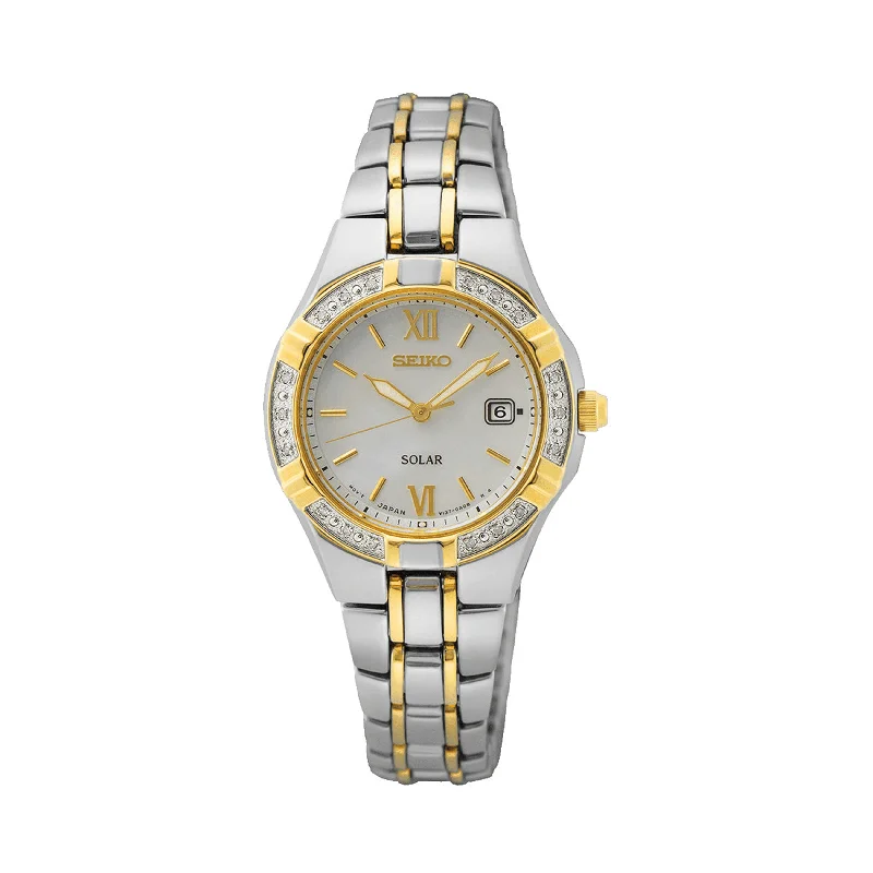 luxury watches for women with minimalist designs and advanced movement -Seiko Conceptual & Regular Women's Two-Tone Solar Watch SUT426P