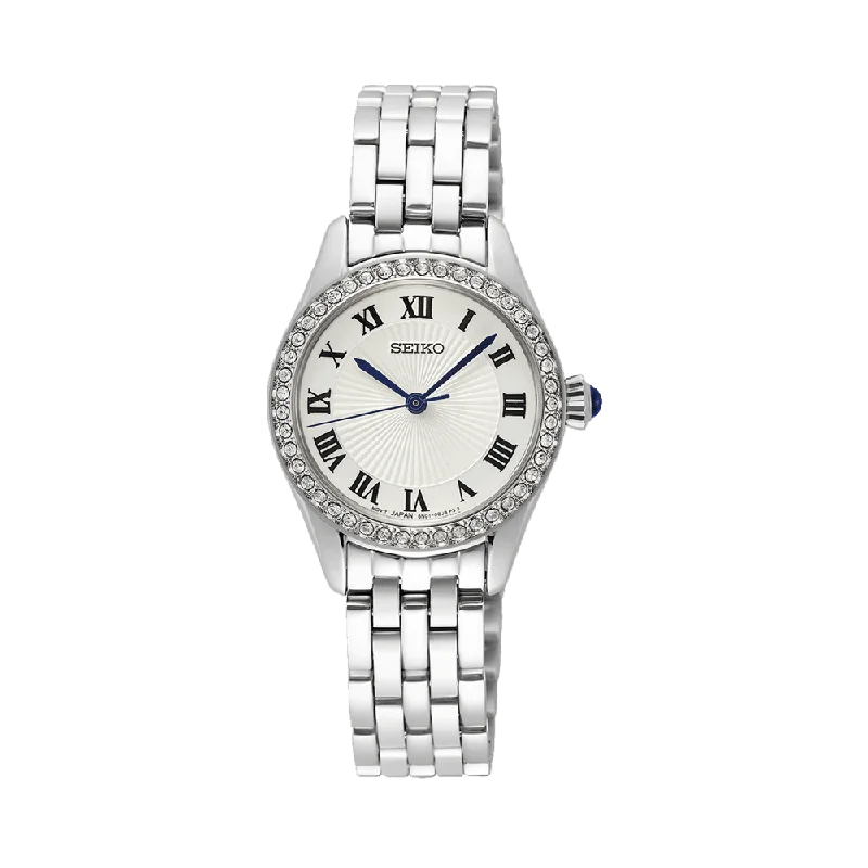 luxury digital watches for women with step counting and calorie tracking -Seiko Women's Stainless Steel and Swarovski Crystal Dress Watch SUR333P