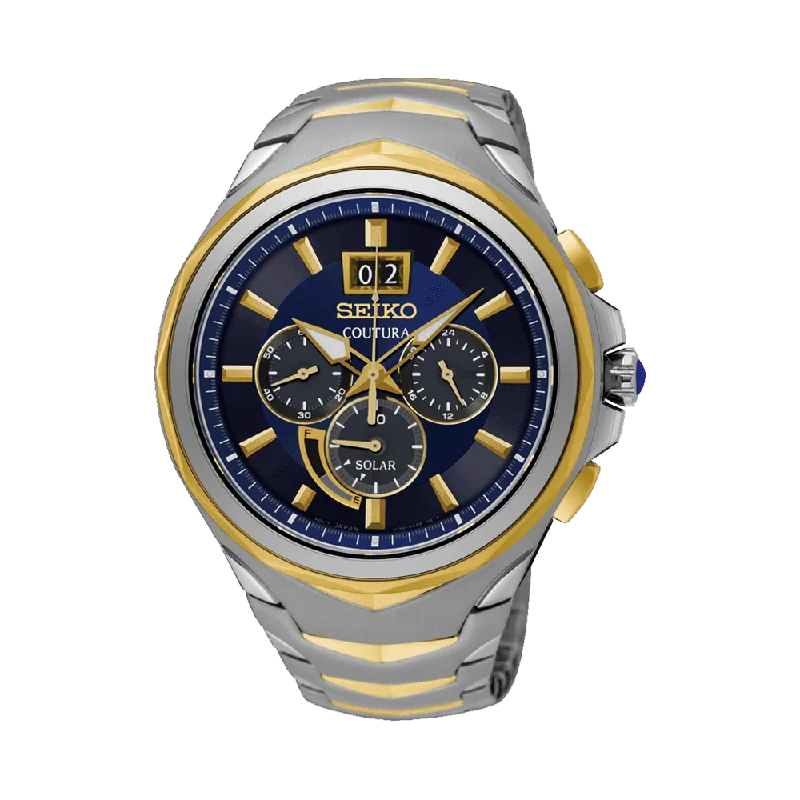 men's watches with advanced chronograph features and digital functionality -Seiko Men's Coutura Solar Chronograph Sport Watch Blue Dial