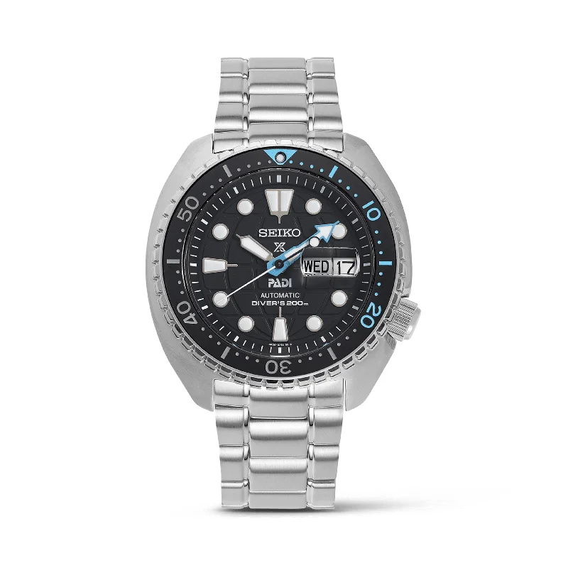 high-end watches for men with solar-powered features and rugged designs -Seiko Prospex PADI Men's 40.5mm Stainless Steel Automatic Watch SRPG19K